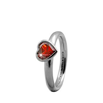 UrogSmykker.dk har Model 3.2A-55, stor hjerte ring med rød ægte granat sten